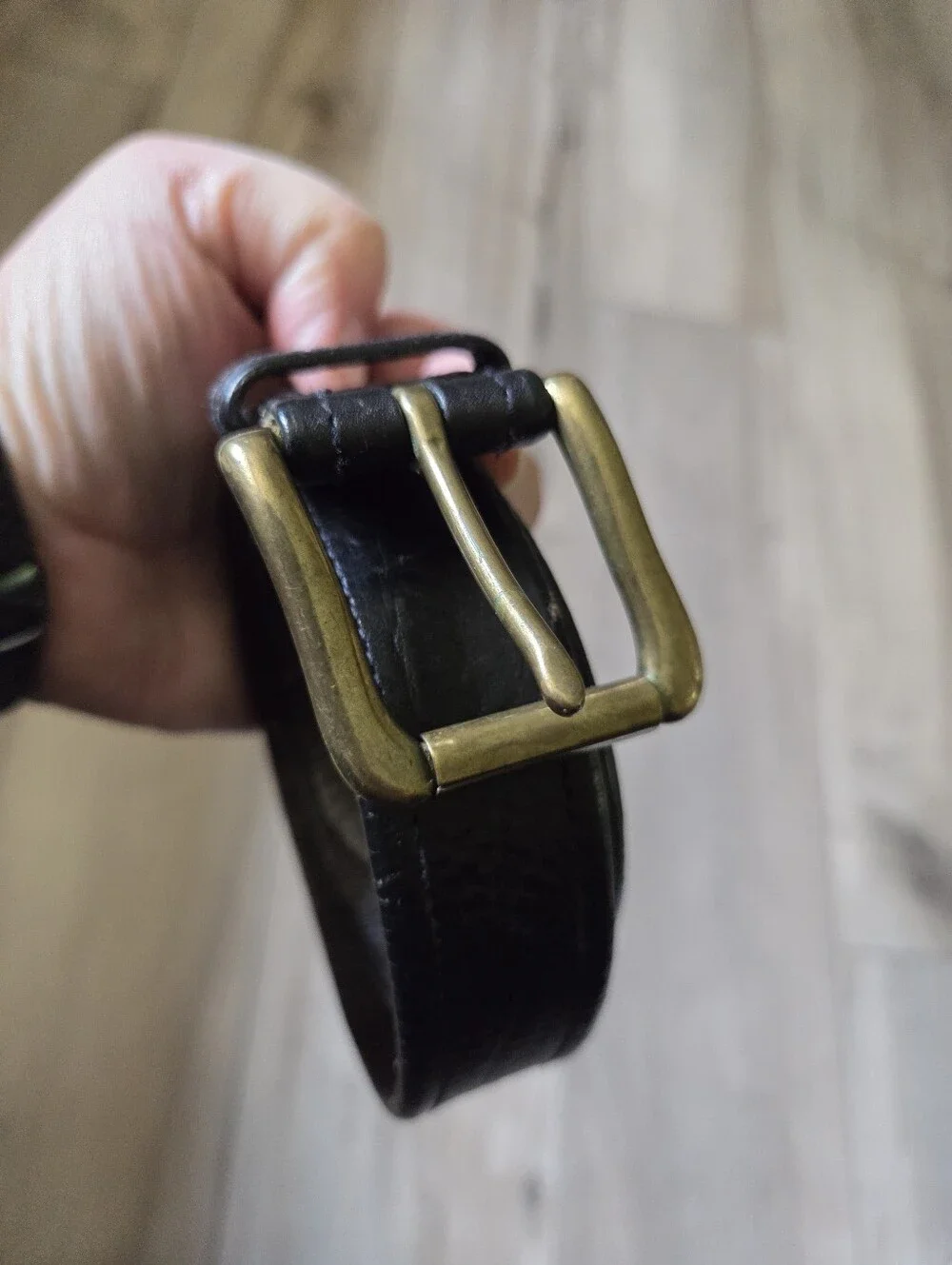 Polo Ralph Lauren Men's Leather Belt with Brass Buckle - Black
